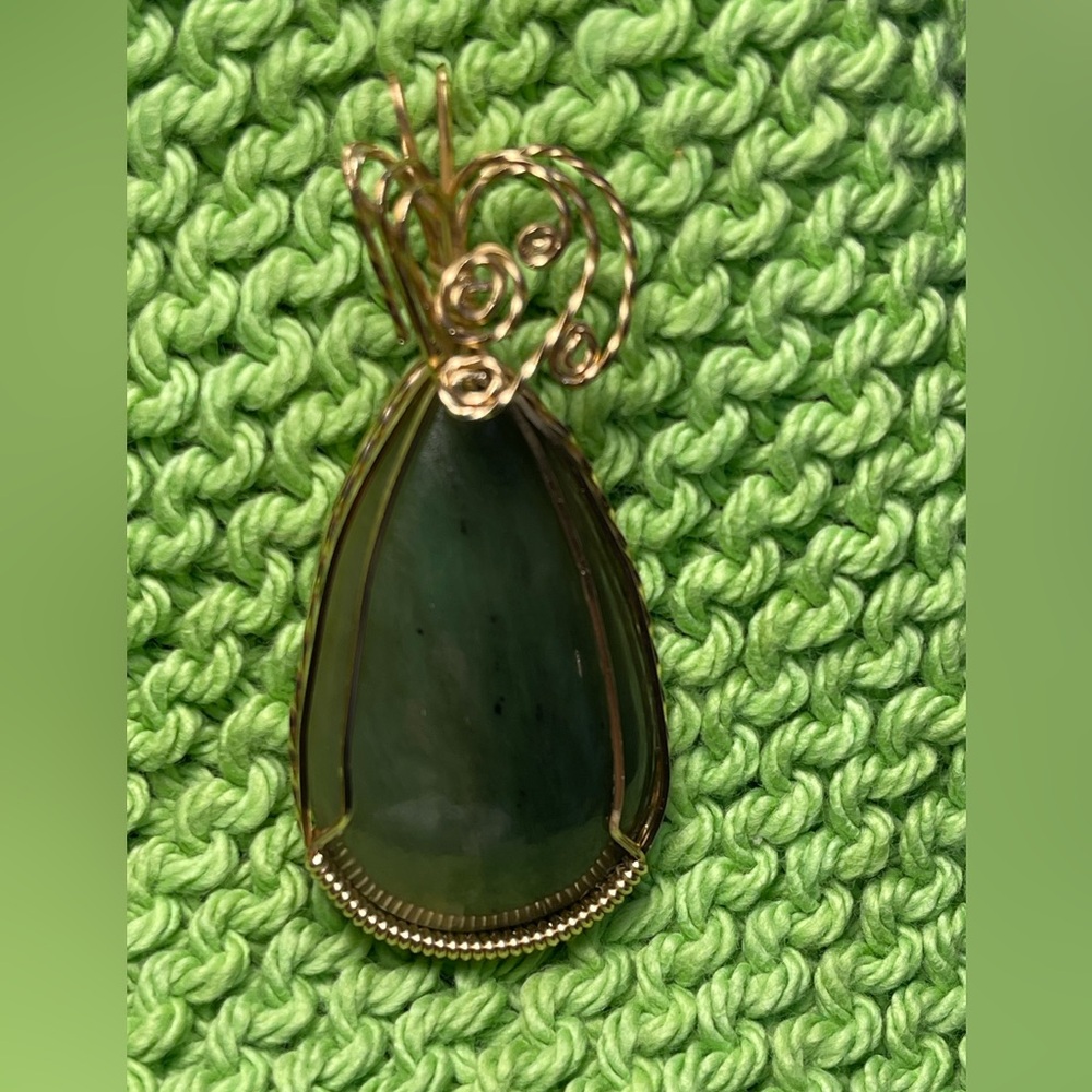 Copper Wire and Jade Pendant